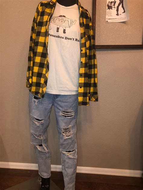 Vintage 90s Grunge Outfit Yellow Clueless Plaid Flannel American