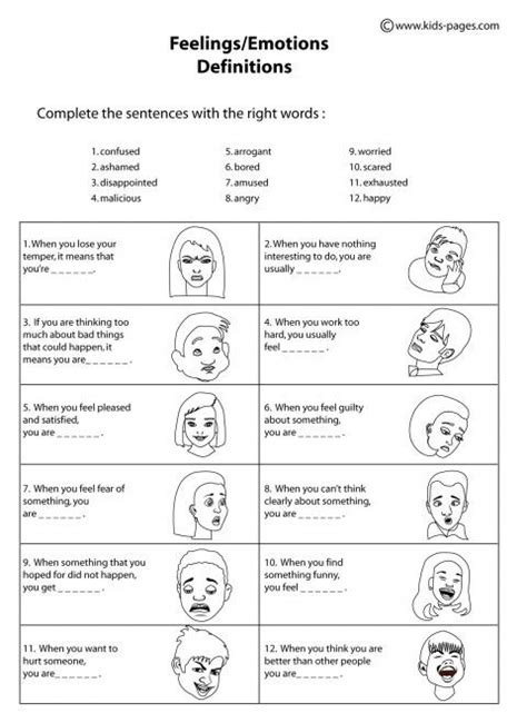 Emotion Identification Worksheet Studying Worksheets