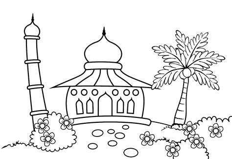 Kaligrafi dengan menggunakan khat kuufi biasanya cenderung berbentuk persegi dan garis lurus. Mewarnai Gambar Masjid Untuk Anak Tk • BELAJARMEWARNAI.info