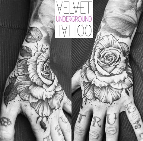 Rose Hand Tattoo By Roxy Velvet At Velvet Underground Tattoo Hand