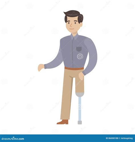 One Legged Man With Crutches Standing Together With His Friend Smiling