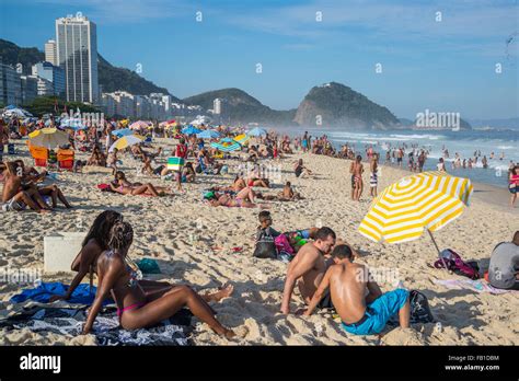 People Sunbathing Copacabana Beach Rio De Janeiro Brazil Stock Photo Alamy