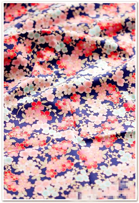 sakura flowers cotton fabric japanese kimono fabricfloral on etsy canada
