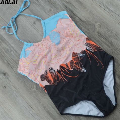 Buy Floral One Piece Swimsuit 2018 Women Patchwork