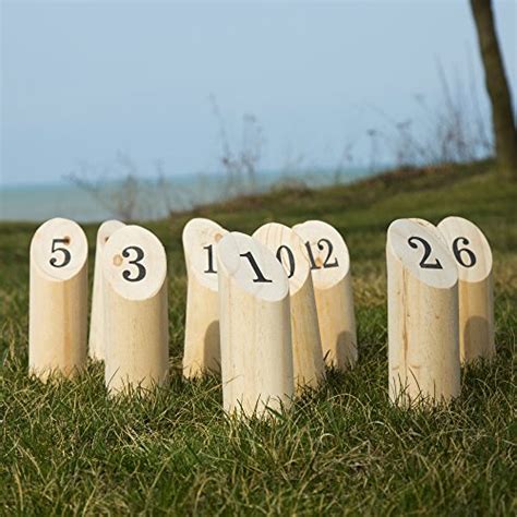 Hey Play Wooden Throwing Game Complete Set 12 Numbered Pins
