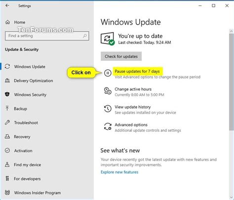 pause updates or resume updates for windows update in windows 10 tutorials