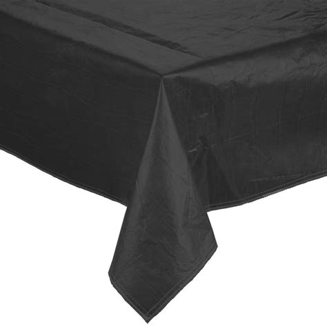 52 X 90 Black Vinyl Table Cover With Flannel Back Oblong Tablecloth