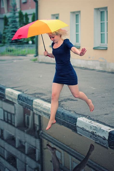 Let It Rain ~ Barefoot Girls Umbrella Barefooters