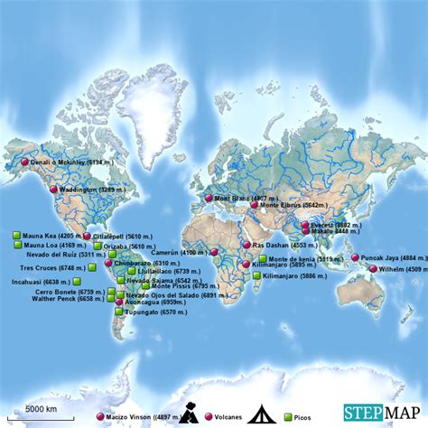 Stepmap Volcanes Y Picos Landkarte Für World