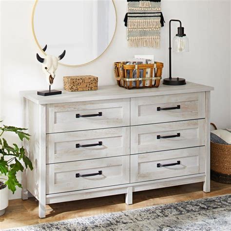 Equipped with touch latches, drawers open with a mere press of the fingers. Better Homes & Gardens Modern Farmhouse 6 Drawer Dresser ...