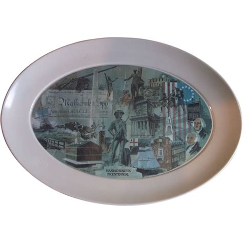Brookpark Massachusetts Bicentennial Oval Melmac Platter Vintage