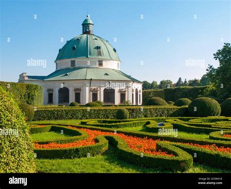 Kromeriz Flower Garden With Baroque Rotunda Unesco World Cultural And