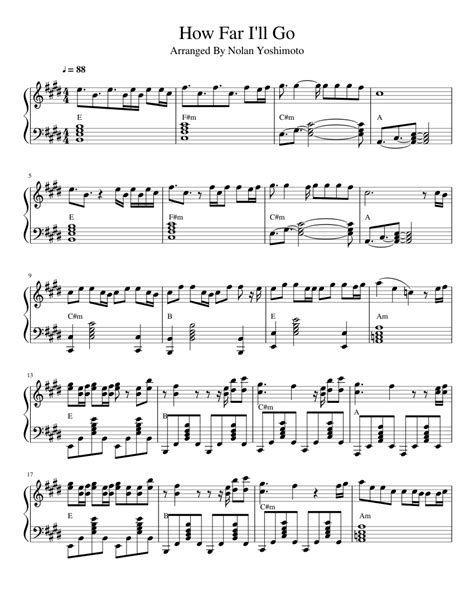 How Far Ill Go Moana Sheet Music For Piano Voice Download Free In Pdf
