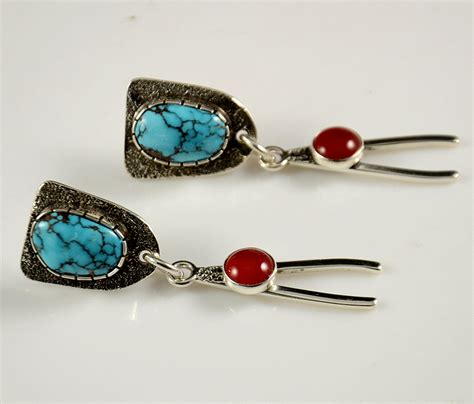 Vernon Begaye Navajo Earrings Turquoise Carnelian Hoel S Sedona