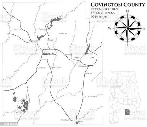 Map Of Covington County In Alabama Stock Illustration Download Image