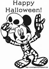 Halloween Coloring Pages Disney Mickey Mouse Kids Fun Color Printable Pumpkin Colorings Skeleton Minnie Cartoon Cliparts Hundreds Happy Many Skeletons sketch template