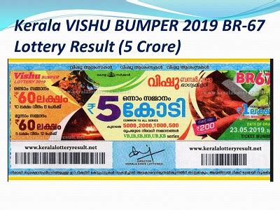 The keraka vishu bumper result can be found below for 2021 on the draw did not take place in 2020, but has returned for 2021. Kerala VISHU BUMPER Lottery Results 23.05.2019 BR 67 Today ...