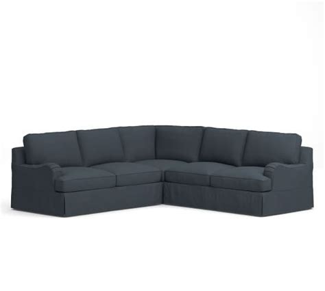 Pb Comfort English Arm Slipcovered 3 Piece L Shaped Sectional With