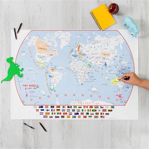 Buy World Map Coloring Poster With Flags Kid S Coloring Poster For The Babe Adventurer Online