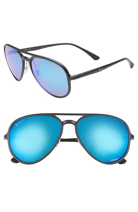 Ray Ban Mm Polarized Aviator Sunglasses In Blue For Men Lyst