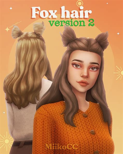 Fox Hair Version 2 Miiko On Patreon Sims 4 Sims Hair Sims