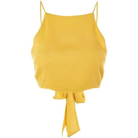 Tie Back Camisole Top By Glamorous 21 Liked On Polyvore Featuring Tops Mustard Tie Crop Top