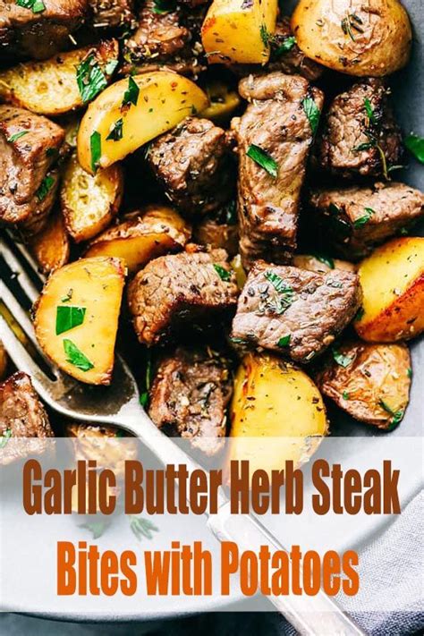 These are everything you love about a nice steak in tasty little bites. Garlic Butter Herb Steak Bites with Potatoes Recipe in ...
