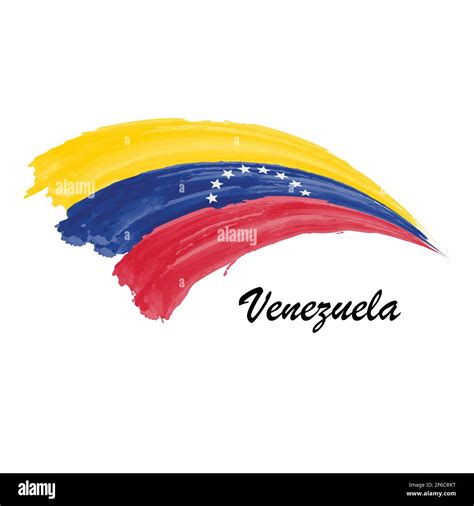 Watercolor Painting Flag Of Venezuela Hand Drawing Brush Stroke
