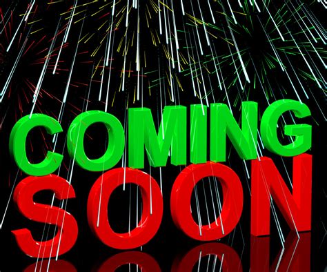 Coming Soon Words With Fireworks Showing New Product Arrival
