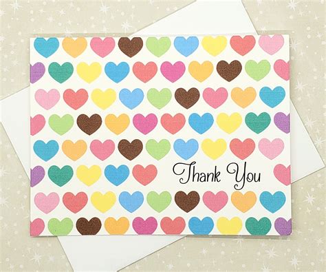 Rainbow Hearts Thank You Cards Set Of 8 Etsy In 2021 Thank You