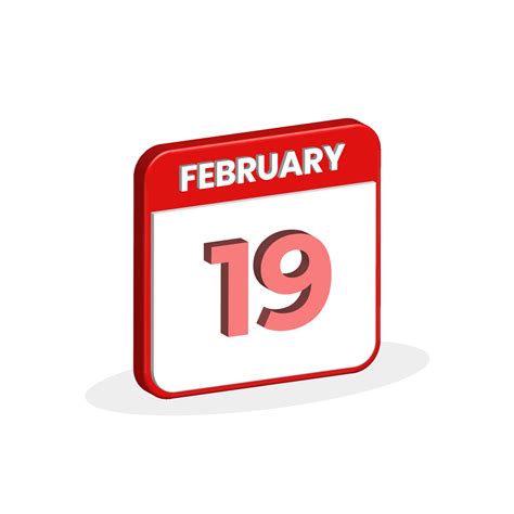 19 De Febrero Calendario Icono 3d 3d Febrero 19 Calendario Fecha Mes