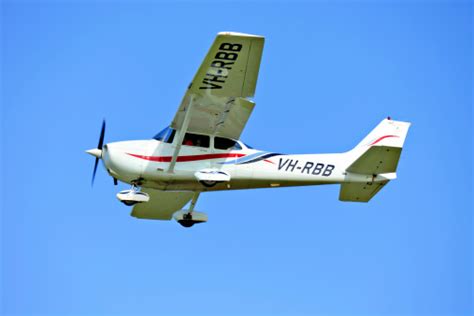 Cessna Light Aircraft Coming Into Land After Training Flight Stock