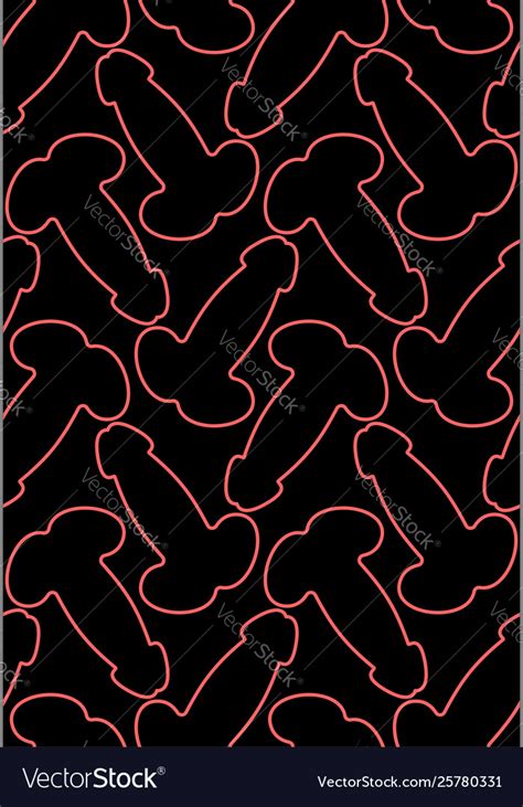 Penis Seamless Pattern Dick Background Linear Vector Image