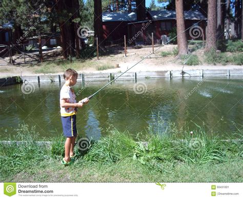 Boy Fishing At The Pond Stock Image Image Of Summer 93431001