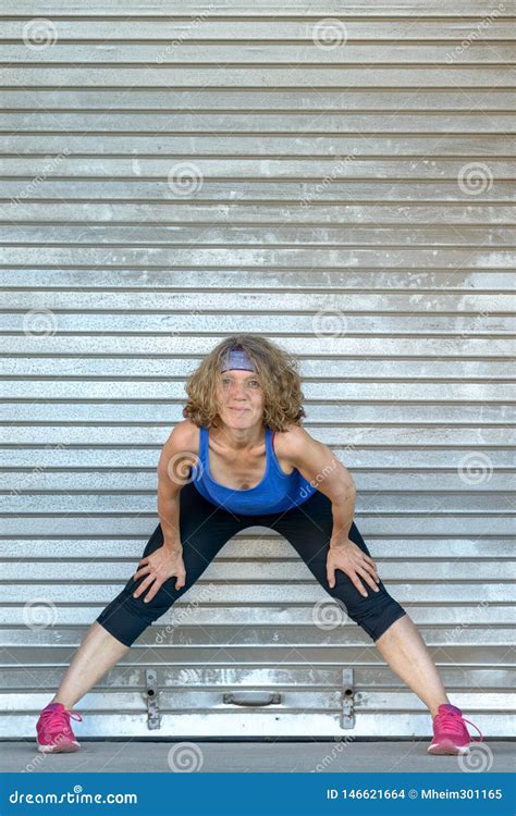 Sporty Fit Woman Working Out Doing Stretches Stock Photo Image Of