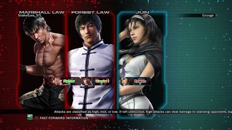 Tekken Tag Tournament Coouge Jun Kazama Vs Snakeeyes Stl Marshall Law Forest Law