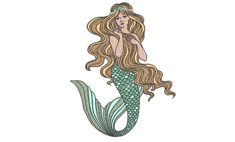 Mermaid Embroidery Design Mermaid Machine Embroidery File Design