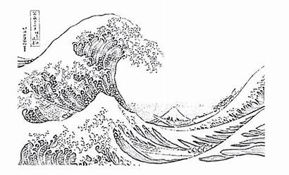 Coloring Tsunami Wave Pages Ukiyo Hokusai Japan