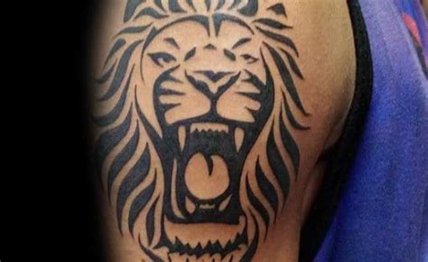 40 Tribal Lion Tattoo Designs For Men Mighty Feline Ink Ideas Otosection