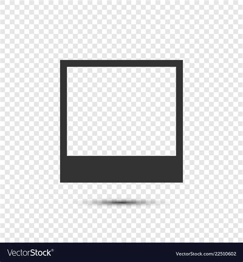Black Photo Frame Icon With Shadow On Transparent Vector Image