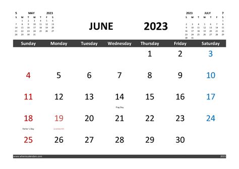 Free June 2023 Calendar Printable With Holidays