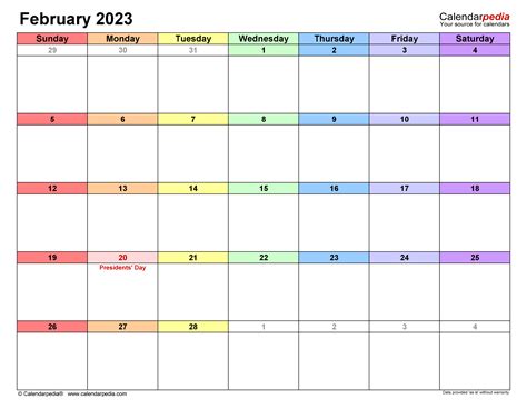 Monthly Calendar Template February 2023 Blank Calendar Printable 2023
