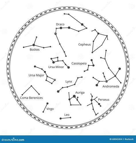 Mapa De Cielo Del Vector Con Constelaciones Ilustración Del Vector