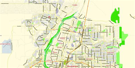 Albuquerque Pdf Map Vector Nm Us City Plan Editable Street Map Layers