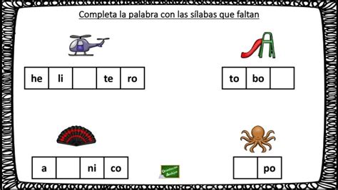 Conciencia Fonológica Completa La Palabra Con La Sílaba Que Falta