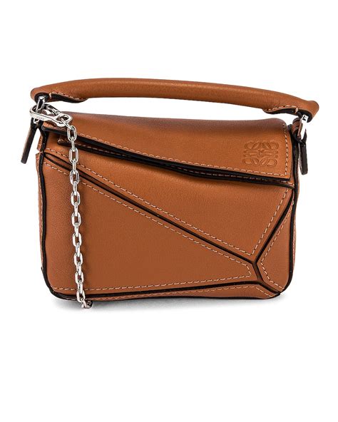 Loewe Puzzle Nano Bag In Tan Fwrd