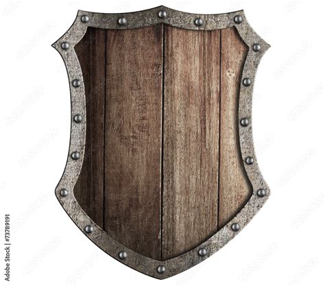 Medieval Wooden Shield Isolated Stock Photo Adobe Stock