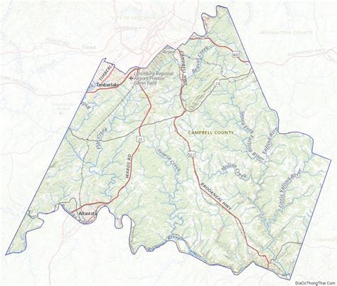 Topographic Map Of Campbell County Virginia Campbell County County
