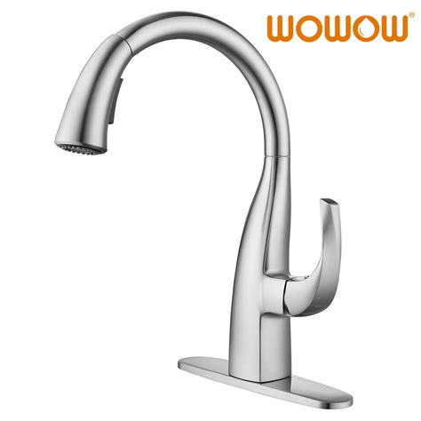 Gooseneck faucets, delta faucet company, 4 inch center faucet, delta commercial faucet. Brushed Nickel Gooseneck Kitchen Faucet | WOWOW