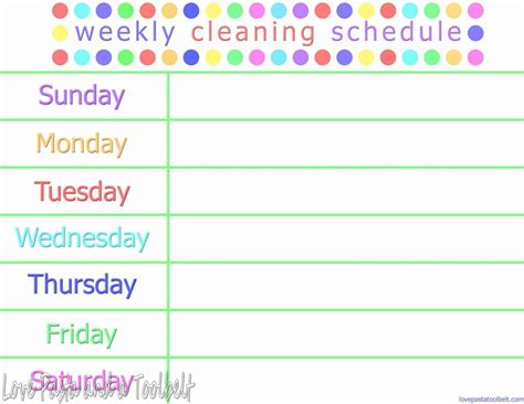 Microsoft exceed provides complete data format, calculation, revealing and examination you need a very little calendar with an overview of the weekly actions? Weekly Cleaning Schedule with free printable - Love, Pasta ...